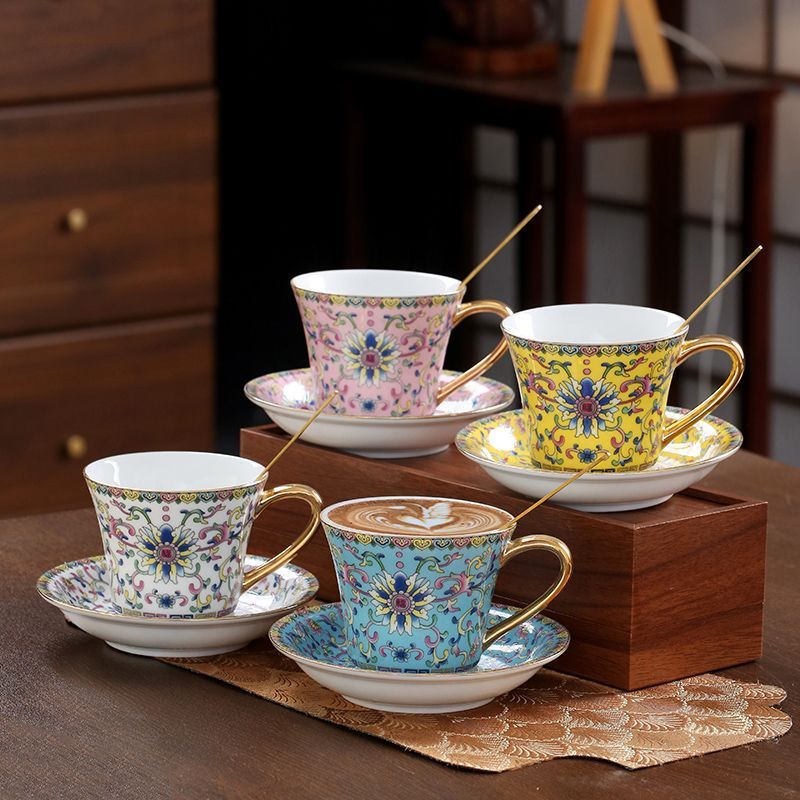 Coffee Tea English - كوب قهوة سيراميك أوروبي الطراز سعة