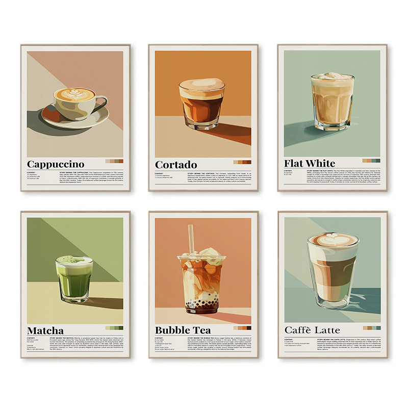 Coffee Tea Picture - خمر القهوة المشروبات الملصقات شاي فقاعات