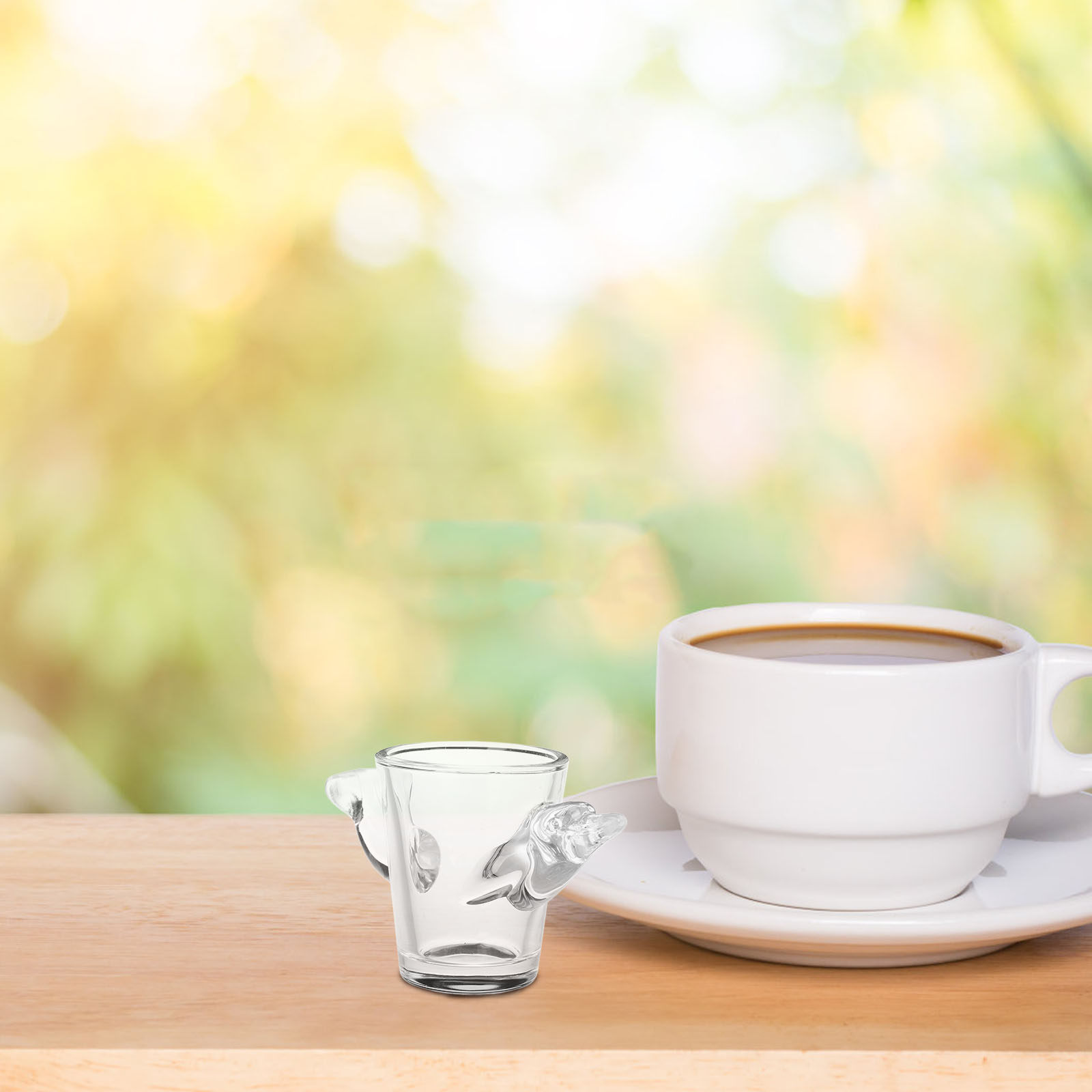 Coffee Tea Vodka - كأس شوت زجاجي شفاف صغير بتصميم