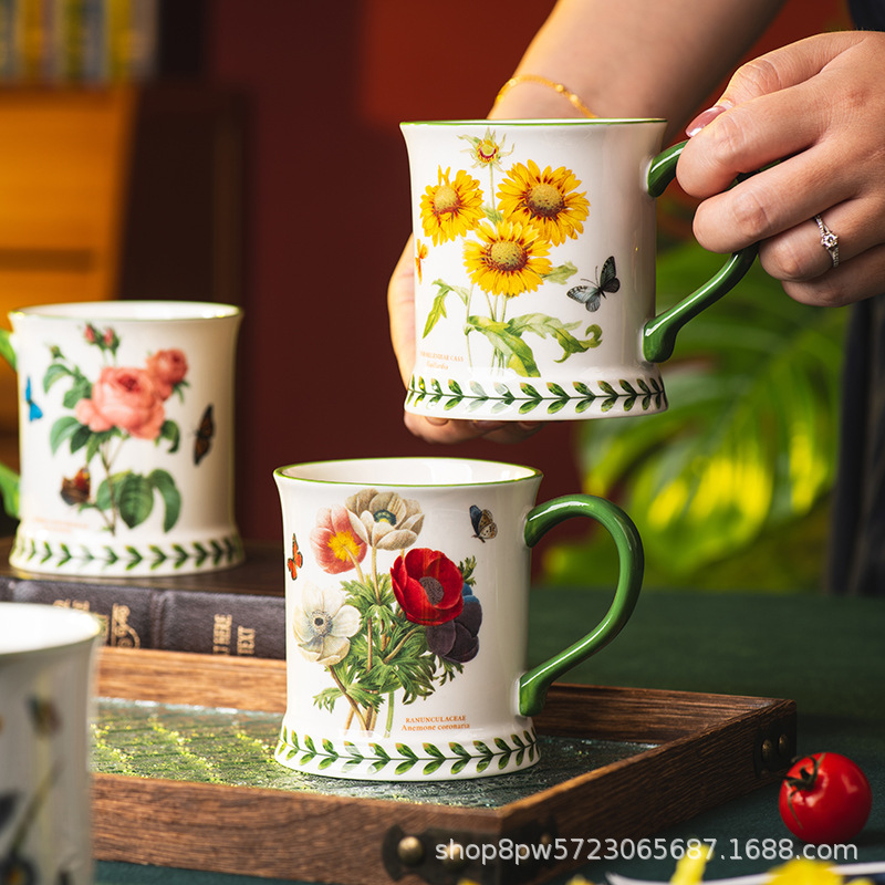 Coffee Tea English - كوب قهوة سيراميك بتصميم ريفي إبداعي،