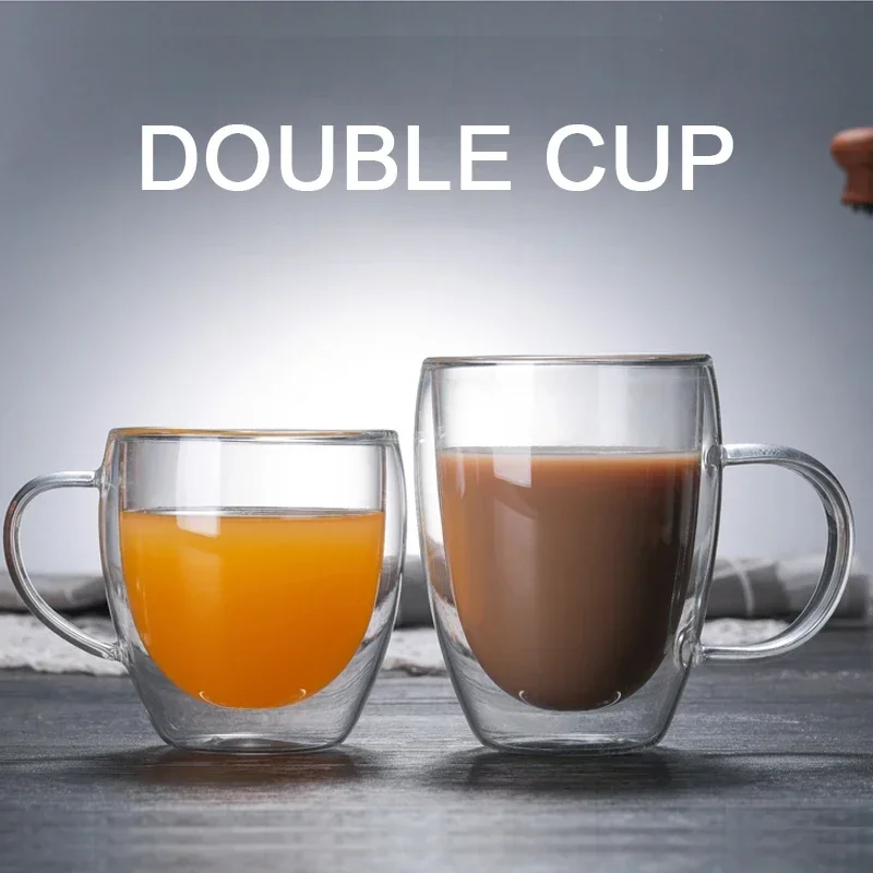 Coffee Tea Vodka - كوب قهوة زجاجي بجدار مزدوج، كوب