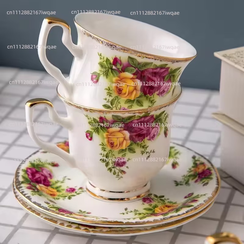 Coffee Tea English - طقم قهوة من البورسلين الأوروبي مع