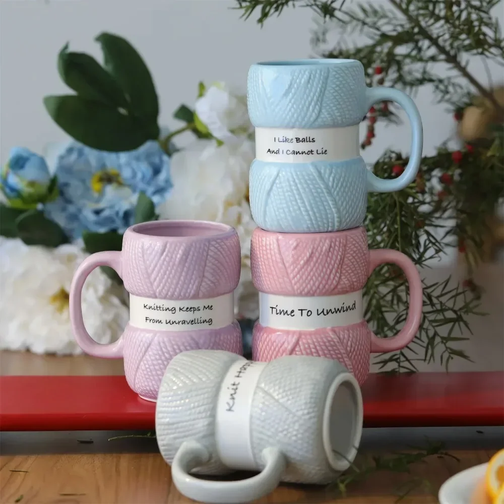 Coffee Tea Knits - كوب قهوة من السيراميك بنمط ساخن،