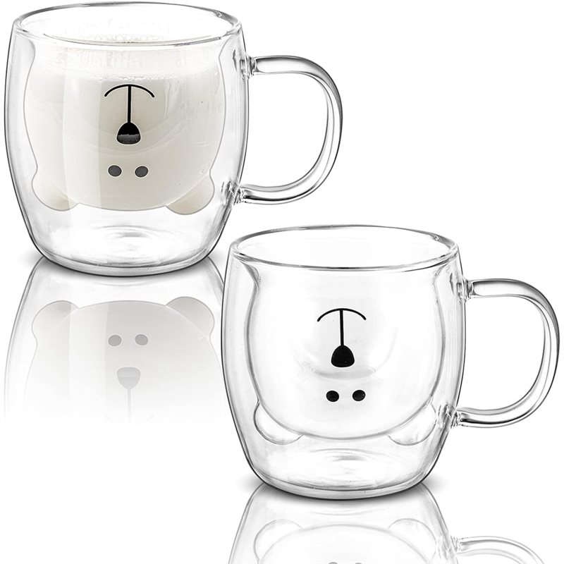 Double Wall Mug - A76I-أكواب زجاجية معزولة بجدار مزدوج بتصميم