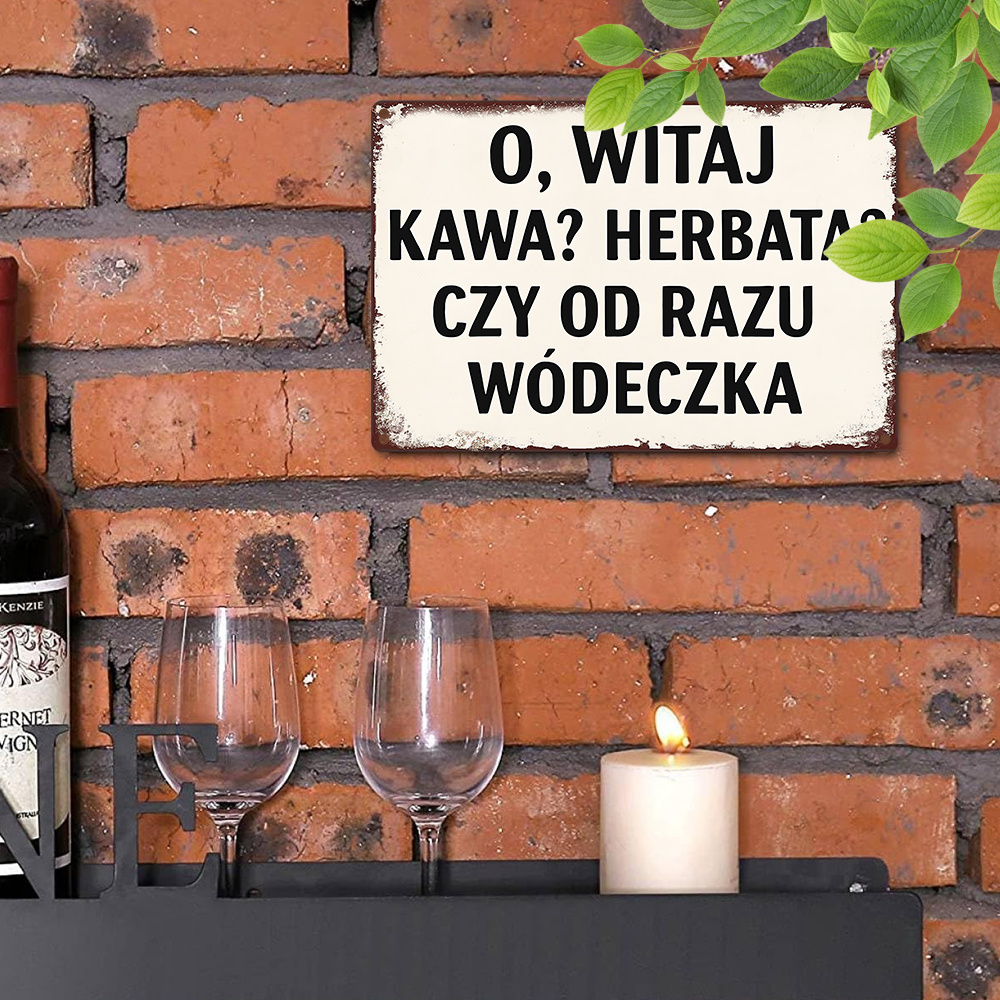 Coffee Tea Vodka - لوحة جدارية بتصميم مرح مع عبارة