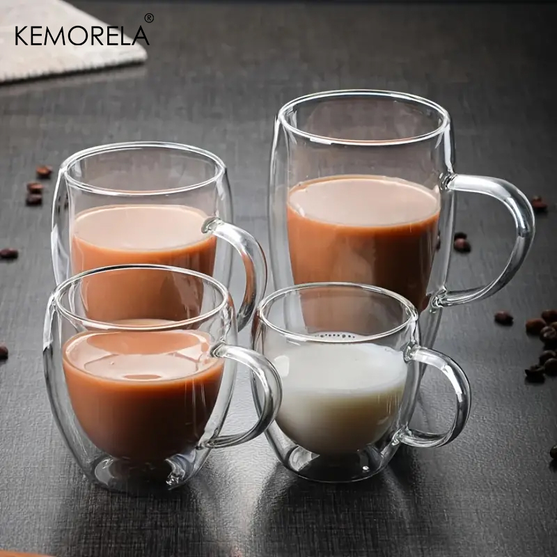 Coffee Tea Vodka - كوب زجاجي شفاف مقاوم للحرارة لقهوة