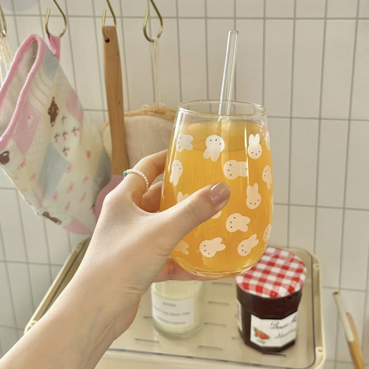 كوب زجاجي مطبوع عليه أرنب ميفي - مراجعة Coffee Tea Cups وسعره